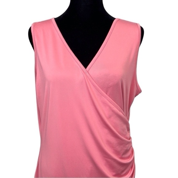 Gracyoga Classic & Comfy Asymmetrical Sleeveless Ruched Pink Dress Size-XXL NWT - Picture 3 of 10